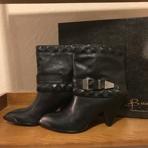 Women's B Makowsky Leather Studded-Ankle Boots